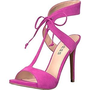 EUC Guess T-Strap Tie Heel Sandals